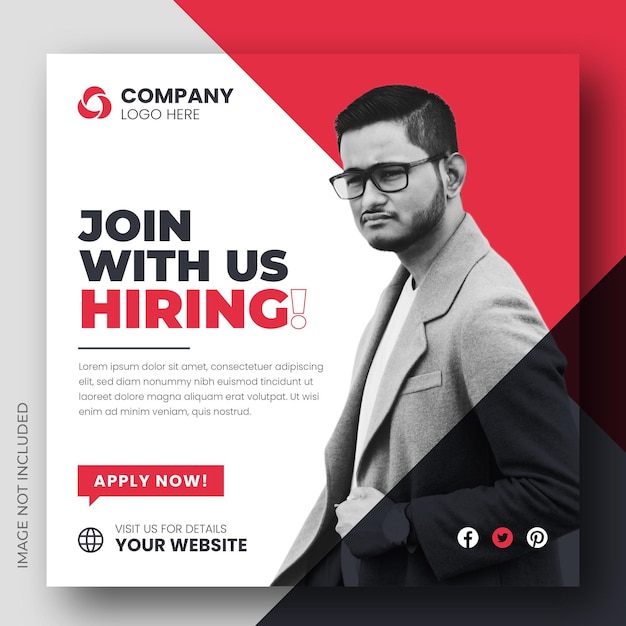 We are hiring job vacancy web banner and social media post template