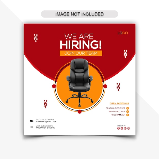 PSD we are hiring job vacancy web banner and social media post template