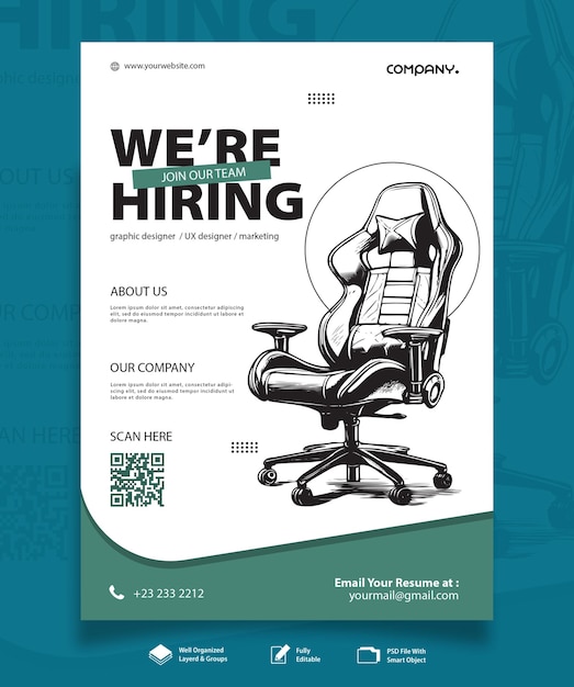 PSD we are hiring poster template for pronting