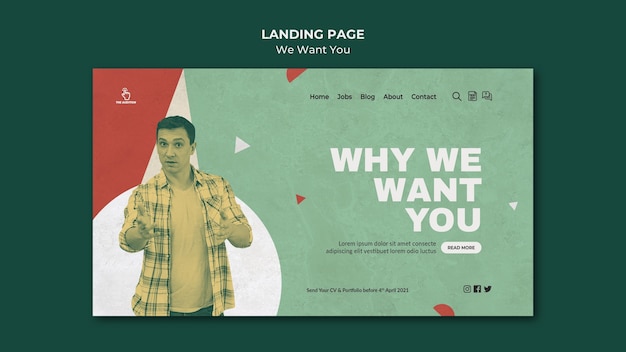 We want you landing page