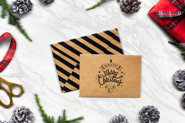 PSD we wish you a merry christmas card mockup