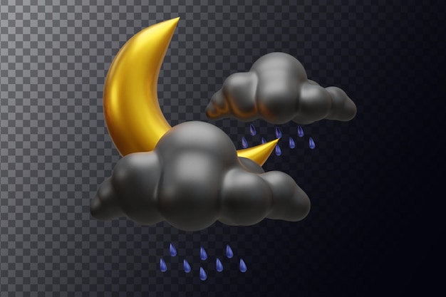 weather report 3d ui icon moon with cloud icon