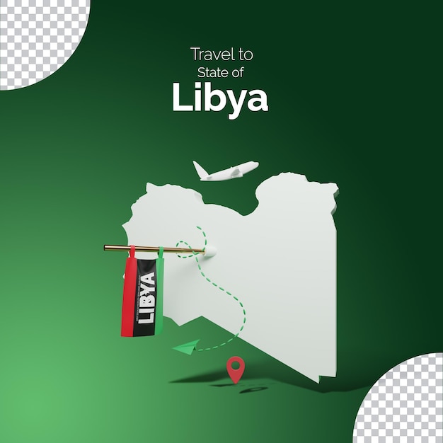 Web banner ads for travel promotion with 3d Libya Map