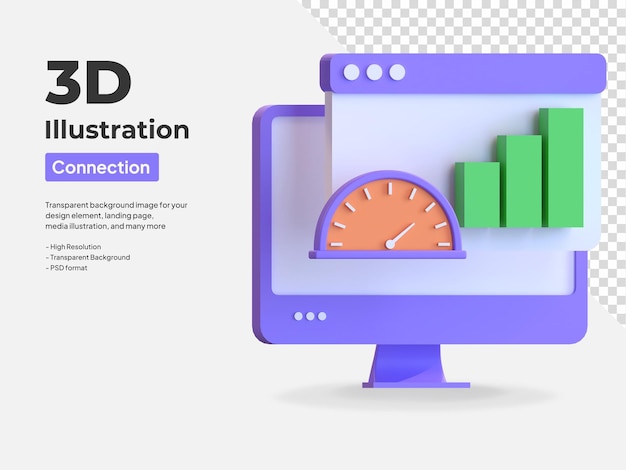 Web connection speed test icon 3d illustration