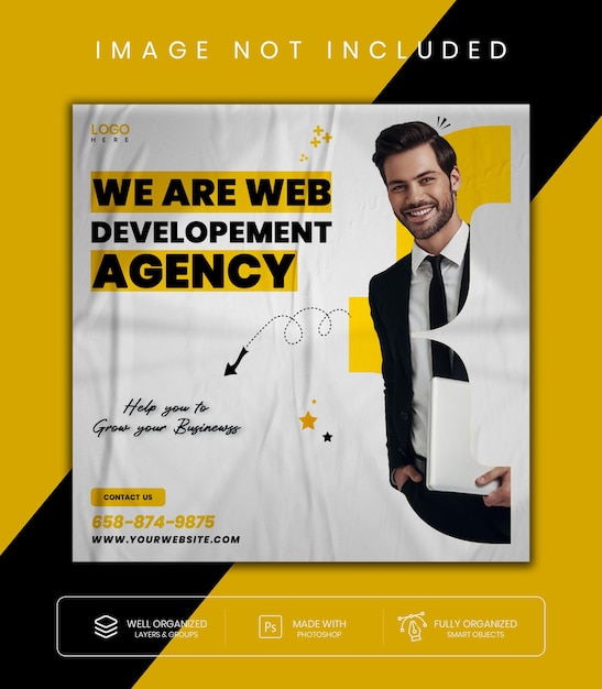 web development agency and corporate social media post template