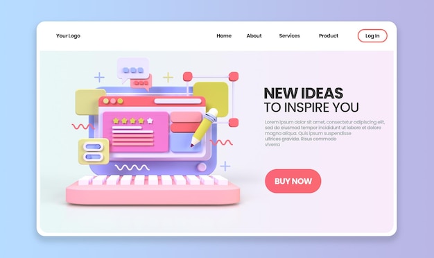 Web development for UI UX design concept illustration Landing page template business idea background