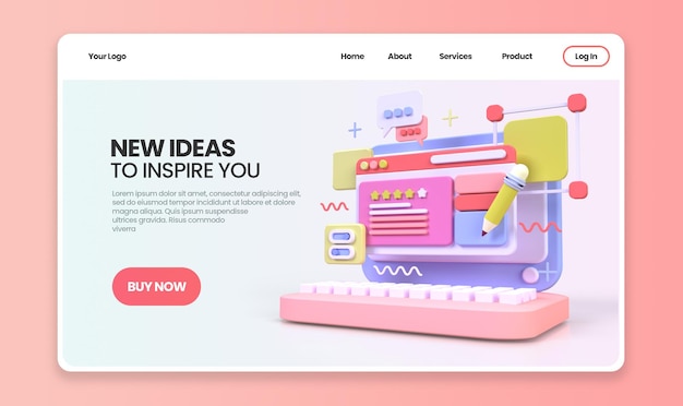 Web development for UI UX design concept illustration Landing page template business idea background