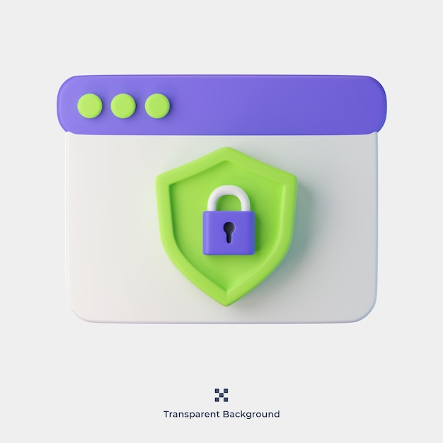 Web page security 3d icon illustration