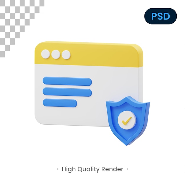 Web Protection 3D Icon Premium Psd