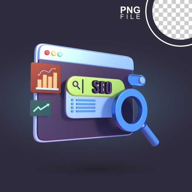 PSD web seo analyzer with 3d graphics