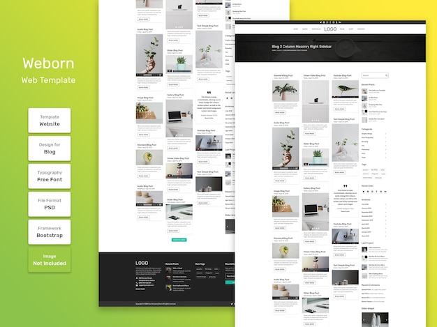 Weborn personal blog category page web template