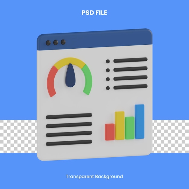 PSD website dashboard 3d rendering icon illustration analytics