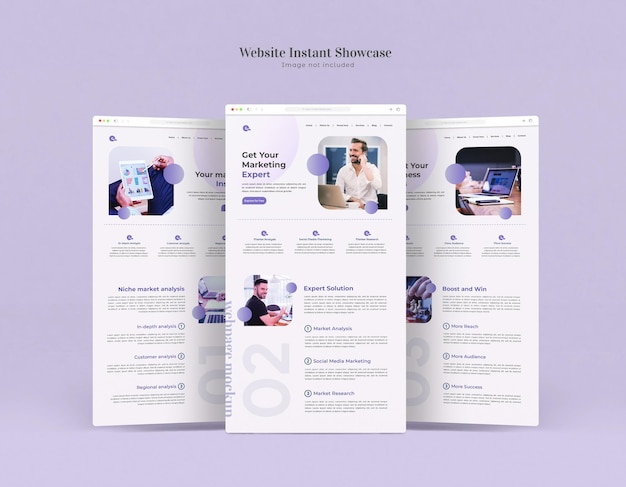 Website instant showcase mockup isolated