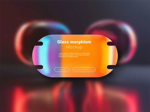 PSD website page presentation browser mockup with glass morphism interface effect