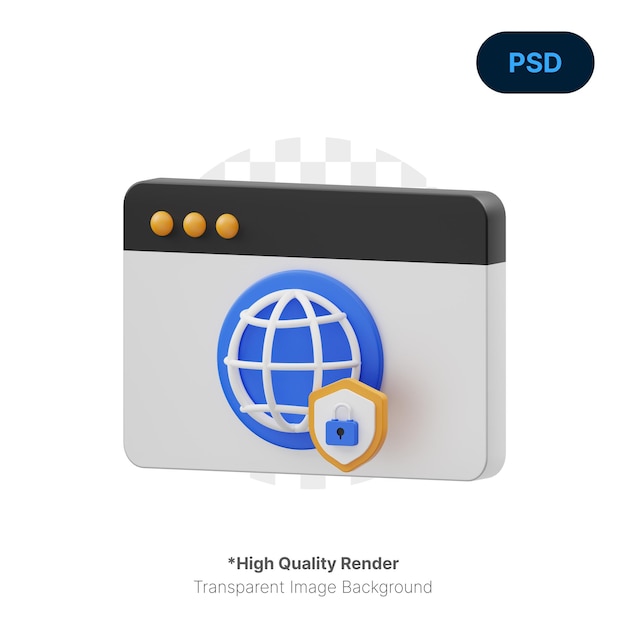 Website Protection 3D Icon Premium Psd