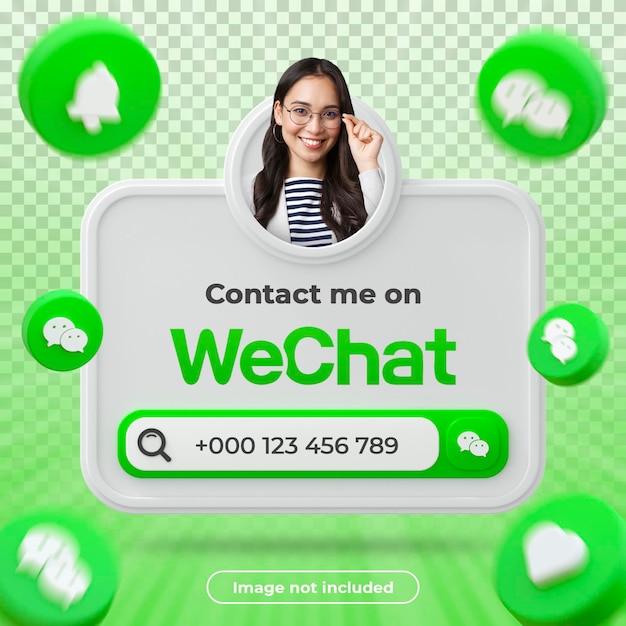 Wechat profile banner 3d render composition