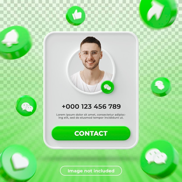 Wechat profile banner 3d render composition