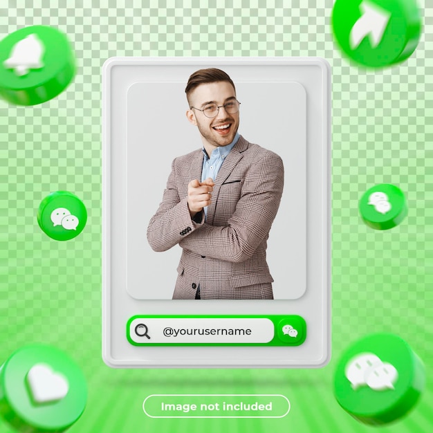 Wechat profile banner 3d render composition