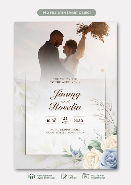 PSD wedding ceremony vertical poster template