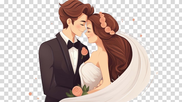 Wedding Couple isolated on transparent background vector illustration