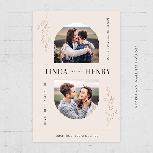 Wedding Couple Photo Card Flyer Template in PSD