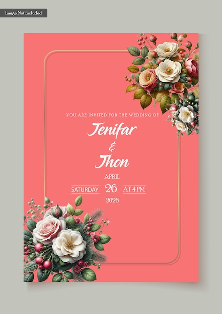 Wedding floral invitation card templates