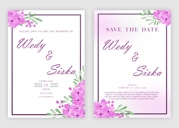 wedding invination watercolor psd premium