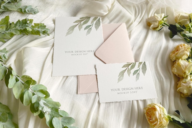 PSD wedding invitation card mockup stationary