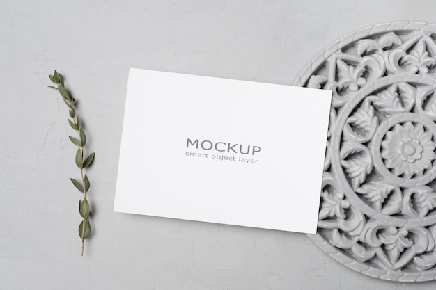 Wedding invitation card mockup with copy space