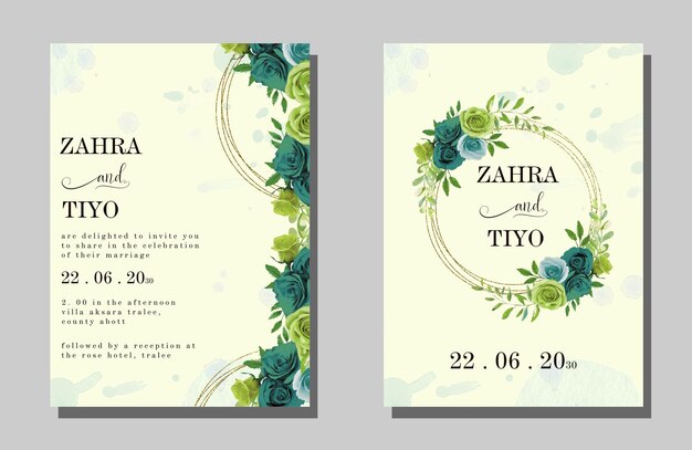 wedding invitation card template set PSD