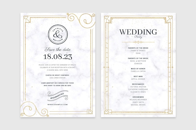 Wedding Invitation Clean white color scheme and Gold accents Flyer Templates in PSD