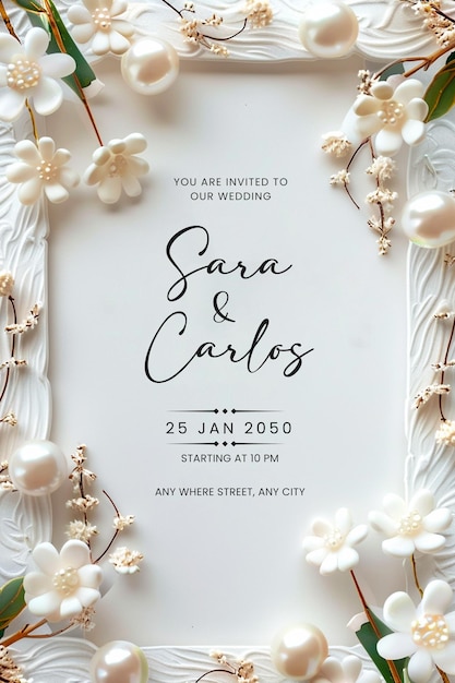 PSD wedding invitation greeting cards with flowers and ornaments