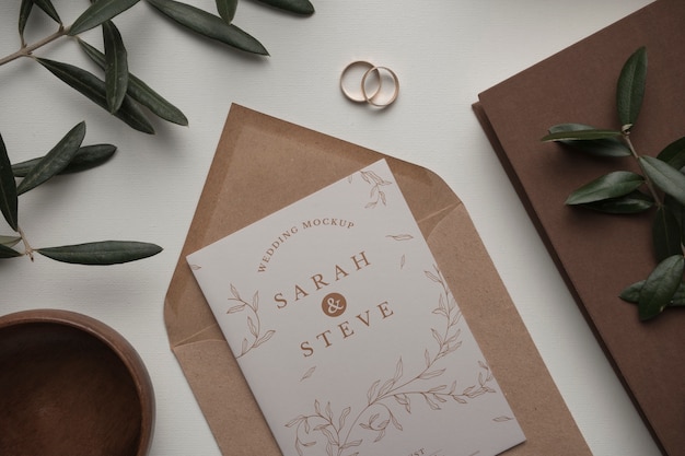 Wedding invitation mock-up with natural background