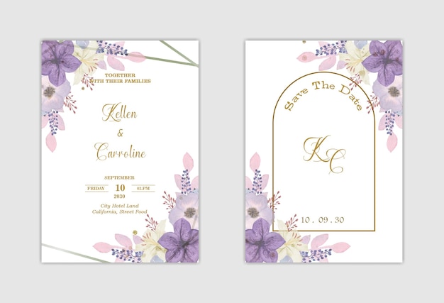 Wedding invitation template with cherry blossom Premium Psd