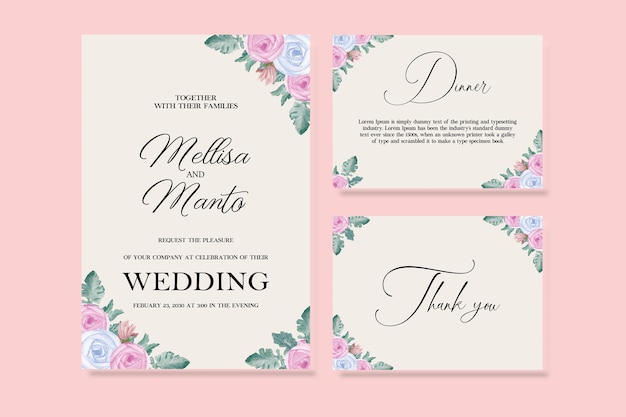 Wedding Invitation thank you floral invitation modern rsvp card Design decorative wreath amp frame