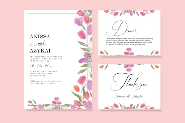 Wedding Invitation thank you floral invitation modern rsvp card Design decorative wreath amp frame