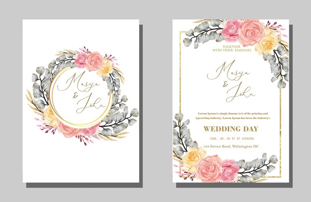 wedding invitation watercolor premium