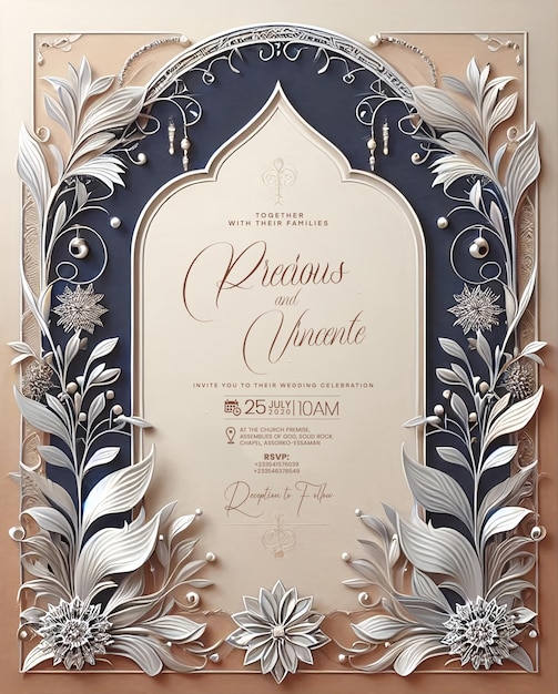 PSD a wedding invitation for a wedding with a floral pattern on it