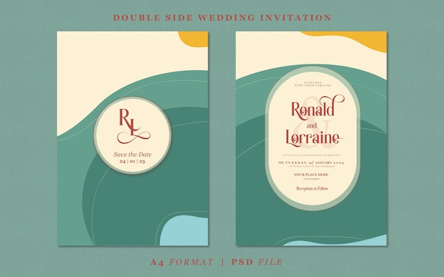 PSD wedding invitation with abstract background template