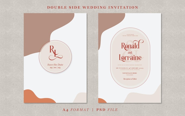 PSD wedding invitation with abstract background template