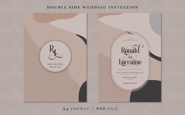 PSD wedding invitation with abstract background template