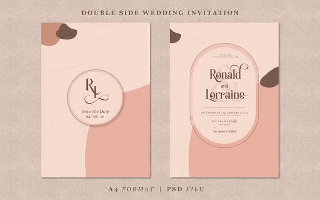 PSD wedding invitation with abstract background template