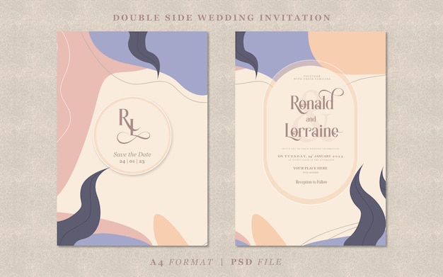 PSD wedding invitation with abstract background template