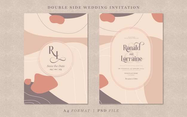 PSD wedding invitation with abstract background template