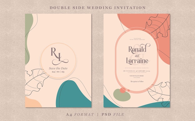 PSD wedding invitation with abstract background template