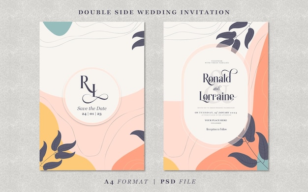 PSD wedding invitation with abstract background template