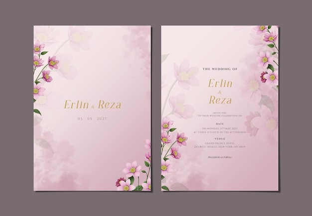 a wedding invitation with flowers on the cover