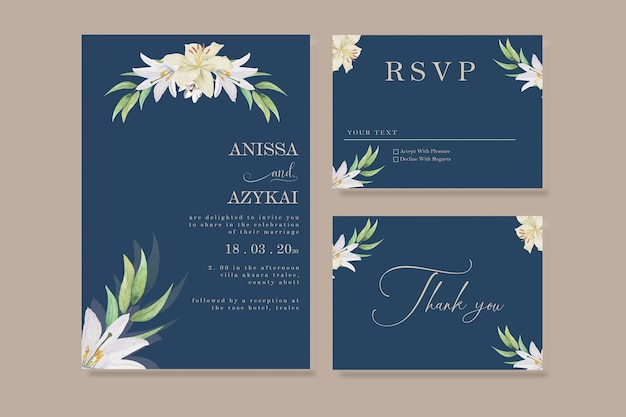 Wedding invitations floral decorative greeting card or invitation Premium PSD