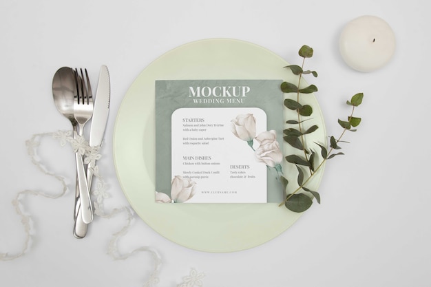 Wedding menu mockup design