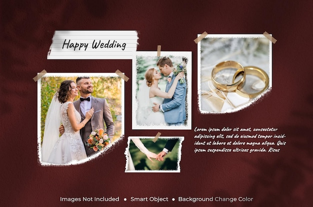 Wedding photo frame set mood board mockup